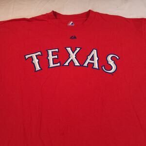 Texas Rangers  Majestic Casual Graphic Baseball T Shirt Mens Size XL Red